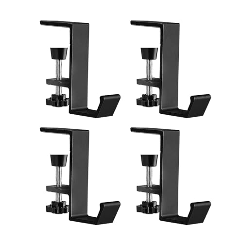 WYLZLKX Set mit 4 abnehmbaren Schreibtischkantenhaken ohne Klebstoff für einfache Installation und funktionale Verwendung in Haus oder Büro. Schwarz. Ca. 7,7 x 8 x 2 cm von WYLZLKX