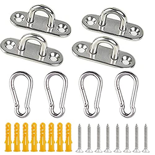 WYMAODAN 4Pcs Edelstahl-Augenplatte und 4P Karabiner-Befestigungsclip, Edelstahlhaken mit Schraube (M5, 1A) von WYMAODAN