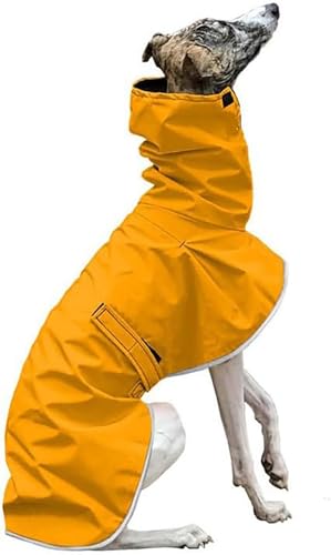 Regenmantel für Hunde, italienische Windhunde, wasserdichter Whippetmantel, verstellbare Windhunde-Winterkleidung, warme Fleece-Hundekleidung, warme Jacke, Größe 4XL, Gelb von WYOERN
