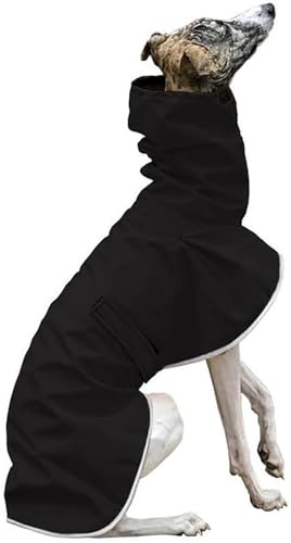 Regenmantel für Hunde, italienische Windhunde, wasserdichter Whippetmantel, verstellbare Windhunde-Winterkleidung, warme Fleece-Hundekleidung, warme Jacke, S, Schwarz von WYOERN