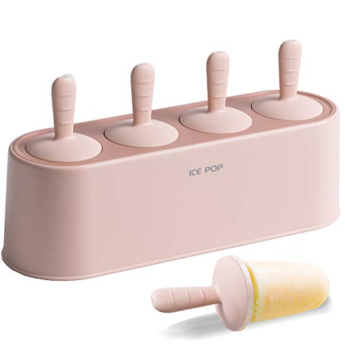 Popsicle Formen-Set, 4 Stück, hausgemachte Silikon-Formen für Eis am Stiel, leicht zu lösen, wiederverwendbar, DIY-Pop-Formen (Rosa) von WYOK