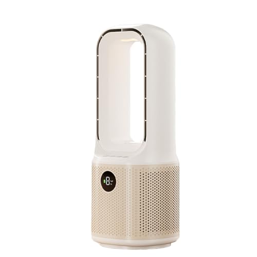 Ttischventilator Akku Rotorlose Ventilator Mit Akku 4000Mah Ventilator Ohne Rotorblätter Tragbarer Kleiner Ventilator Mit Nachtlicht, Leise 9 Geschwindigkeiten, 9H Timer, für Schlafzimmer Büro (F12) von WYQSX