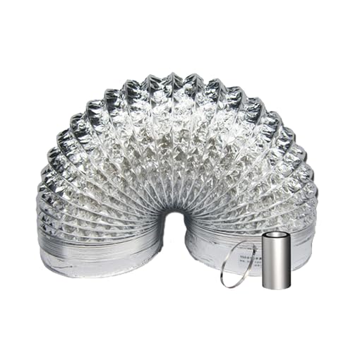 Flexible Aluminiumfolien-Luftkanäle, Aluminium-Lüftungskanalschlauch mit Klemmen for Trockner, HVAC, Abluftventilator, 80–300 mm, 2–5 m(3.0m,120mm) von WYQXTY