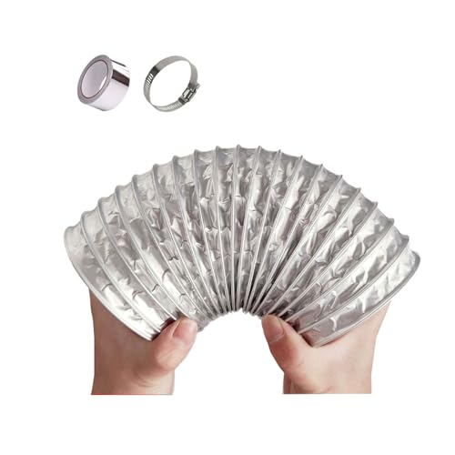 Flexible Aluminiumfolien-Luftkanäle, Belüftungsschlauch aus Aluminiumfolie, 80–300 mm, 2–5 m, mit Klemme und Klebeband, 3 Stück(3m,120mm) von WYQXTY