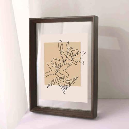 Fotorahmen, Holzrahmen, Doppelter Glas-Bilderrahmen for Fotos, Kunstwerke, Poster in verschiedenen Größen und Holzausführungen(Black Walnut,16 inches [30.3 * 40.5cm]) von WYQXTY