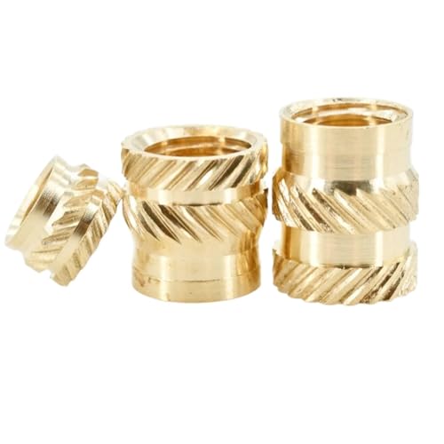 Messing-Rändelgewindeeinsatz, 500 Stück hitzebeständige Messing-Einsatzmuttern for 3D-Druck, M2-M6, Rändelmuttern mit Gewinde, 3-12 mm Länge(Length 8mm,M2(OD4mm)) von WYQXTY