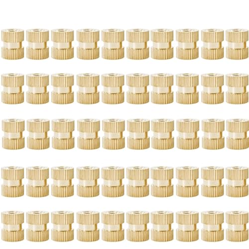 Messing-Rändelgewindeeinsatz, Kupfer-Wärmefixierungs-Gewindeeinsätze M2 bis M6 for 3D-Druck, 20er-, 50er- oder 100er-Pack(Straight (50Pcs),M2xL4xOD3) von WYQXTY