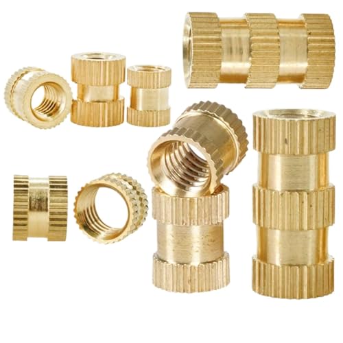Messing-Rändelgewindeeinsatz, Messing Rändelgewinde Hot Melt Eingebettete Einsatzmuttern M2 M2.5 M3 M4 M5 M6 M8 M10 Packung mit 20 Stück(Length 16mm,M2(OD3.5mm) 50Pcs) von WYQXTY