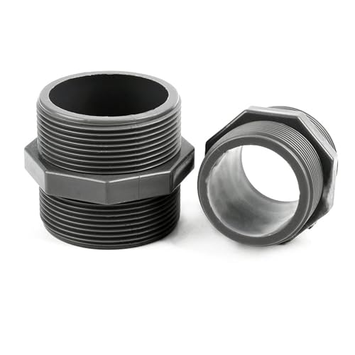 PVC-Rohrverbindungsstücke, PVC Doppel Außengewinde Gerade Stecker for Aquarium Garten Wasser Rohr Grau 1/2-2 Zoll(1 Inch-32mm) von WYQXTY