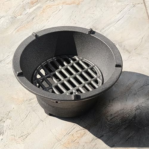 Tontonnen-Holzkohlegrill, tragbarer Grill, Holzkohlegrill aus Gusseisen mit Griff und Backblech for Hot Pot, Picknick im Freien, Silber, mehrere Größen(Small) von WYQXTY