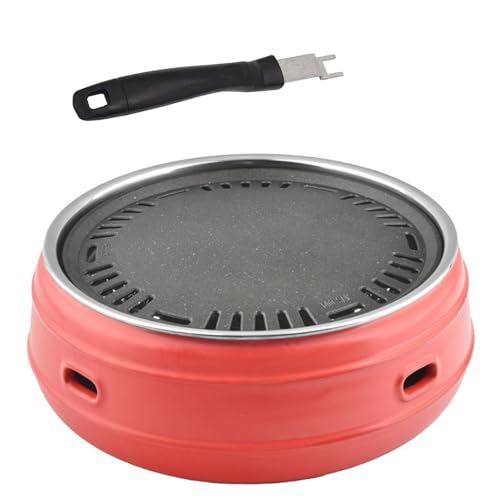 Tontonnen-Holzkohlegrill, tragbarer Grill, Ton Holzkohle Grill Herd Camping Barbecue 13x5in Multicolor(Red) von WYQXTY