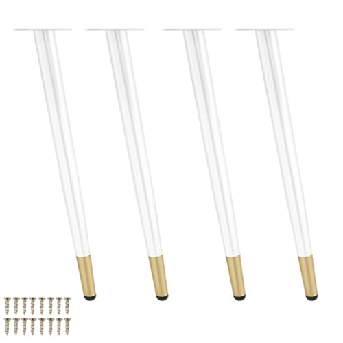 WYQXTY Ersatzbeine für Metallmöbel, 4er-Pack Metallmöbelbeine aus Stahl, konisch, schräg, Ersatzfüße, Weiß oder Weiß+Gold, mehrere Größen(White+Gold,55cm(21.65in)) von WYQXTY