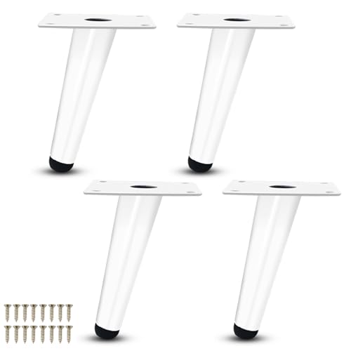 WYQXTY Ersatzbeine für Metallmöbel, 4er-Pack Metallmöbelbeine aus Stahl, konisch, schräg, Ersatzfüße, Weiß oder Weiß+Gold, mehrere Größen(White,15cm(5.91in)) von WYQXTY