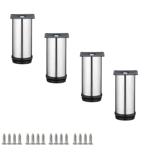 WYQXTY Ersatzbeine für Metallmöbel, 4er-Pack Möbelbeine aus Edelstahl mit Befestigungsschrauben 6-50 cm Schwarz und Silber(Silver,15cm(5.9in)) von WYQXTY
