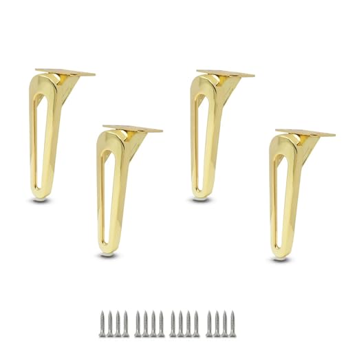 WYQXTY Ersatzbeine für Metallmöbel, Packung mit 4 Möbelbeinen aus kaltgewalztem Stahl mit Schrauben, Mehrfarbig, 15–18 cm(Gold,18cm(7.1in)) von WYQXTY