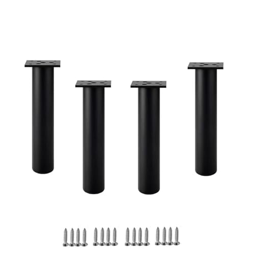 WYQXTY Ersatzbeine für Metallmöbel, Packung mit 4 verstellbaren zylindrischen Möbelbeinen aus Aluminiumlegierung, Mehrfarbig, 6–30 cm(Black,20cm(7.9in)) von WYQXTY