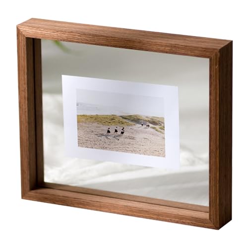 WYQXTY Fotorahmen, Holzrahmen, Doppelseitiger Glas-Bilderrahmen, Weiß/Schwarz/Holz, 5-10 Zoll/A4(White,A4) von WYQXTY
