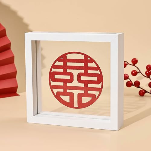 WYQXTY Fotorahmen, Holzrahmen, Doppelseitiger Glas-Fotorahmen, schwebendes Design, mehrfarbig, mehrere Größen for Wandtischplatten(White,Square 7 Inch [18 * 18cm]) von WYQXTY