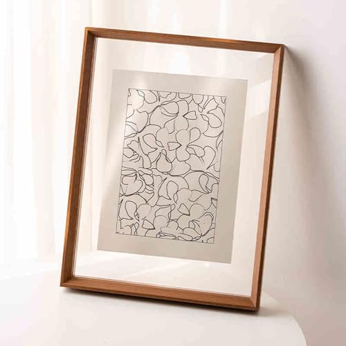 WYQXTY Fotorahmen, Holzrahmen, Doppelseitiger schwebender Glas-Fotorahmen for Postkarten-Leinwand, mehrere Größen, Holzoberflächen(Walnut,38 * 38cm) von WYQXTY