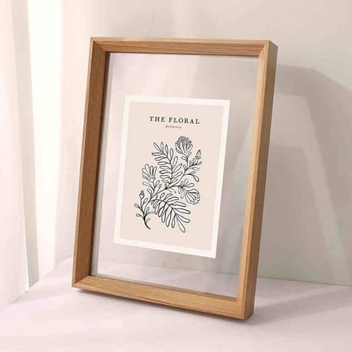 WYQXTY Fotorahmen, Holzrahmen, Doppelter Glas-Bilderrahmen for Fotos, Kunstwerke, Poster in verschiedenen Größen und Holzausführungen(Wood Grain,Square 12 inches [30 * 30cm]) von WYQXTY