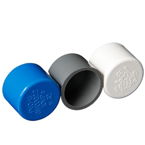 WYQXTY PVC-Rohrverbindungsstücke, PVC Endkappe Rohrverschraubung Koppler Stecker 20-50mm ID Multicolor for Aquarium(Grey,20mm) von WYQXTY