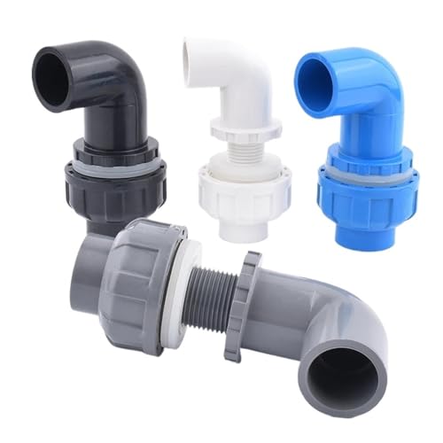 WYQXTY PVC-Rohrverbindungsstücke, PVC-Winkelstück 20-40mm Multicolor for Aquarium-Wasser-Einlass-Auslass-Rohr(White,Inner Dia 25mm) von WYQXTY