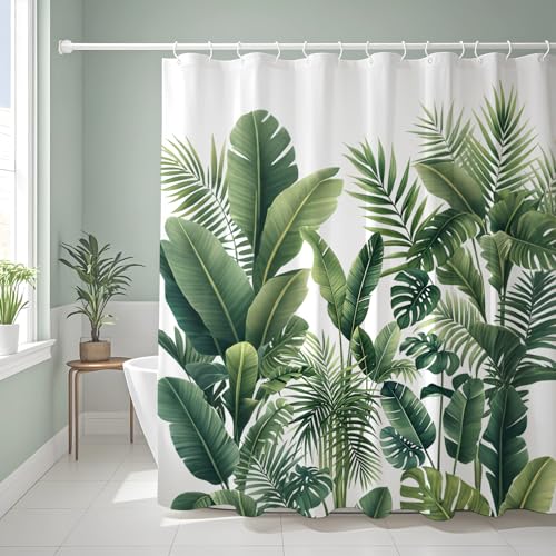 WYRCFS Duschvorhang 180x200cm Grün Blätter Pflanzen Textil Duschvorhänge Wasserabweisend Beschwerter Saum Textil Waschbar Polyester Stoff Badevorhänge mit Ösen und Duschvorhangringe für Badezimmer WYRCFS Duschvorhang 180x200cm Grün Blätter Pflanzen Textil Duschvorhänge Wasserabweisend Beschwerter Saum Textil Waschbar Polyester Stoff Badevorhänge mit Ösen und Duschvorhangringe für Badezimmer von WYRCFS