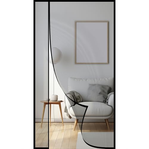 Fliegengitter Balkontür Magnet 90x225cm Linke Rechts Öffnung Tür Moskitonetz ‎Polyester Fliegenvorhang mit Stärkere Magneten Selbstklebend Klettband leichte Montage Schwarz von WYRHT