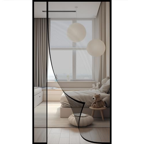 Fliegengitter Fenster Magnet 150x185cm Seitliche Öffnung Fliegennetz Balkon Insektenschutz Tür Insektenschutz selbstklebend Hält Insekten draußen Nicht Kürzbar Schwarz von WYRHT