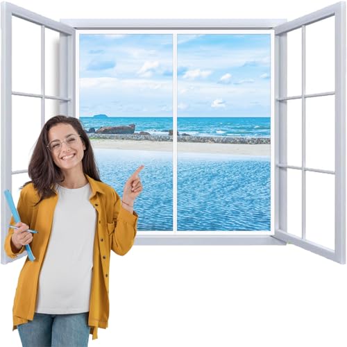 Fliegengitternetze für Fenster 115x65cm Insektenschutz Vorhang Fliegengitter Fenster mit Magnet Anti Moskito Luft kann frei strömen Kinder und Haustier geeignet weiß von WYRHT