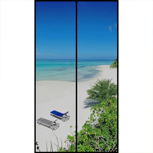 Magnet Fliegengitter Tür 225x215cm Fliegenvorhang Terrassentür Magnetischer Fliegenvorhang Moskitonetz Premium Slim Unbehinderte Ansicht Hält Insekten draußen Schwarz von WYRHT