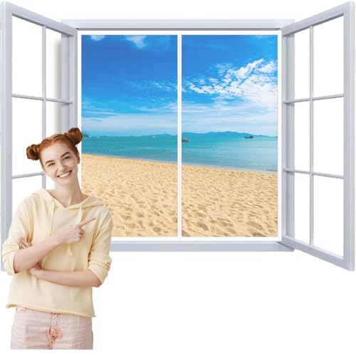 Moskitonetze Für Fenster 130x185cm Fliegengitternetze für Fenster Insektenschutz Magnet Insektenschutz Selbstklebend Unbehinderte Ansicht HäNde Frei weiß von WYRHT
