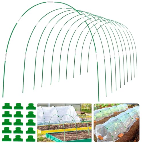 WYRJXYB Pflanztunnel Bögen 60 Stück Tunnelbögen für Hochbeet Gewächshaus Bögen Fiberglasstangen DIY Gartenbogen Pflanz Tunnel Folientunnel Bögen für Netz Pflanz Abdeckung Obst Gemüse von WYRJXYB