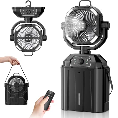 WYRJXYB Portable Misting Fan, Ventilator mit 6L Eimer für Outdoor (Schwarz) von WYRJXYB