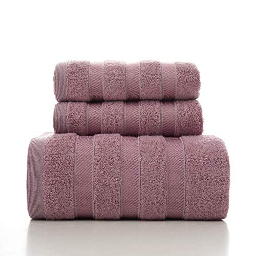 WYRKYP Badetuch 100% Bambus Baumwolle Bath Handtücher Set Luxus 100% Null Twist Baumwolle, Weich Und Absorbierend, 3-1 Badetuch Und 2 Handtücher,Lila von WYRKYP