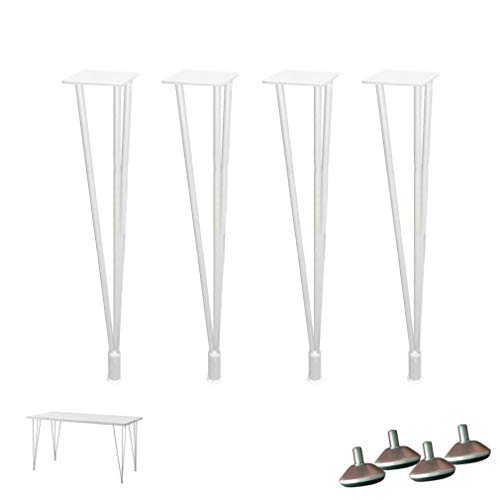 Verstellbare Möbelbeine aus Metall, DIY Haarnadel-Couchtischbeine, 3 Stangen, verstellbar 0–10 mm, für Schreibtisch, Esstisch, Computertisch, Badezimmerschrank, mit Zubehör, 4er-Set (weiß 72 cm/28,3 Z von WYRMB