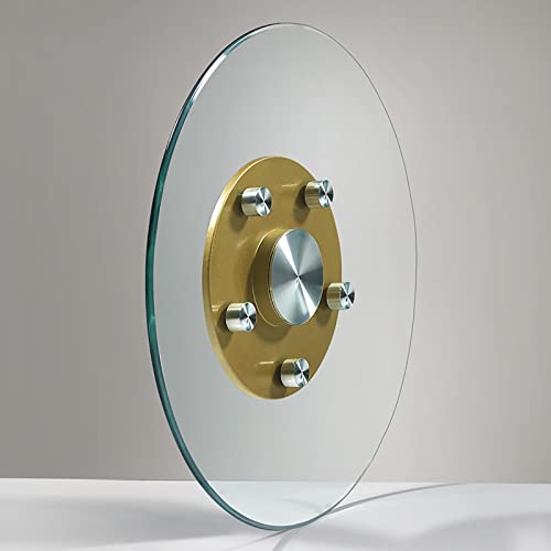 WYRMB 24/28/32/35 Zoll Lazy Susan-Drehteller aus klarem Glas, rundes, drehbares Serviertablett für den Tisch mit 6 Anti-Kipp-Rädern, drehbares Tafelaufsatz für den Esstisch.GOL von WYRMB