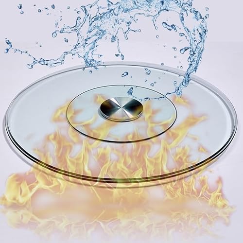 WYRMB 24"/30" Glas-Lazy Susan für Esstisch, Drehteller aus gehärtetem Glas, rund, durchsichtig, Esstischtablett, Tisch-Organizer, große Servierplatte, leise und sanfte Drehung. von WYRMB