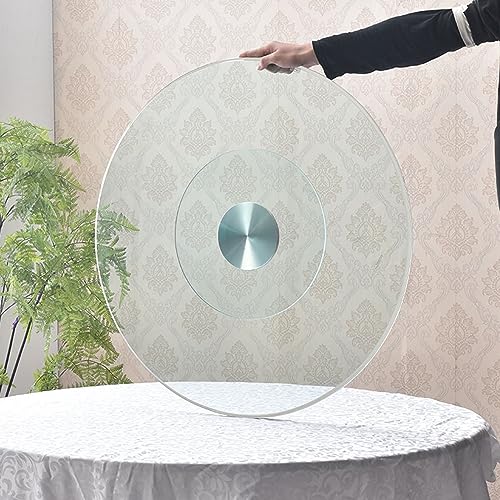 WYRMB 80 cm Lazy Susan-Drehteller aus gehärtetem Glas für Esstisch, rundes drehbares Serviertablett auf der Tischplatte – transparent.80cm/31in von WYRMB