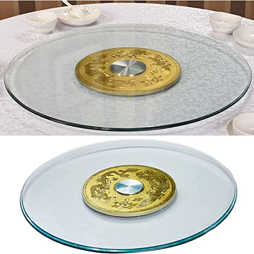 WYRMB Drehbarer Lazy Susan-Drehteller, rutschfestes gehärtetes Glas, Küchen-Drehteller, Tablett, Esstisch, Drehtablett, Glas-Servierplatte mit Flacher polierter Kante für Essti von WYRMB
