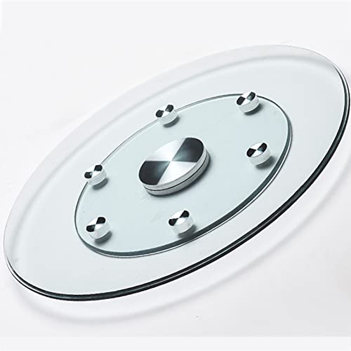 WYRMB Drehbares Tablett für Esstisch, Glas-Servierplatte, gehärtetes Glas, Lazy Susan-Drehteller, transparentes Drehtablett mit geräuscharmem Lager, Mittelstücke, Speisenzug fü von WYRMB