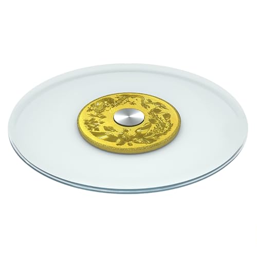WYRMB Drehteller Lazy Susan aus gehärtetem Glas für Esstische – transparent – explosionsgeschützt – perfekt für Zuhause und Restaurants.Dragon and Phoenix-90cm/3 von WYRMB