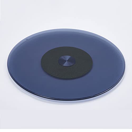 WYRMB Dunkelblauer Drehteller-Esstisch, runder Tisch aus gehärtetem Glas, transparenter Drehteller, Robustes Drehtablett, 10 mm Dickes Drehtablett, drehbares Tablett für die Kü von WYRMB