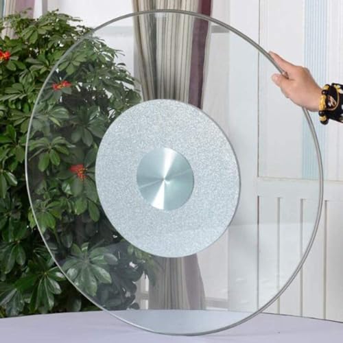 WYRMB Glas-Lazy Susan für Esstisch, Drehteller aus gehärtetem Glas, Tischdekoration mit geräuschlosem Lager, rundes drehbares Tablett für die Tischplatte, große Servierplatte, von WYRMB