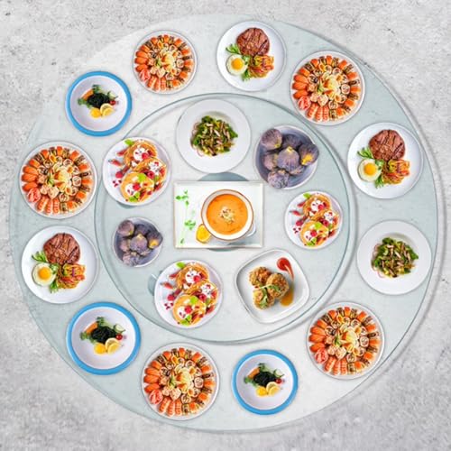 WYRMB Großer Lazy Susan-Drehteller für Esstische, Drehteller aus gehärtetem Glas, transparenter Lazy Susan-Organizer, rundes Tisch-Drehtablett, Servierplatte, leise und sanfte von WYRMB