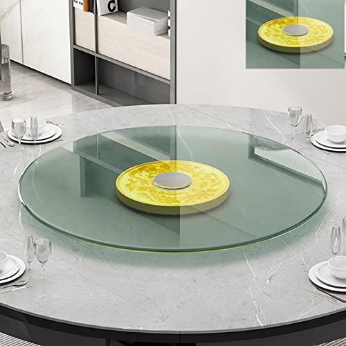 WYRMB Großer Lazy Susan für Esstisch, gehärtetes, explosionsgeschütztes Glas, Lazy Susan-Drehteller, drehbares Tablett für Esstisch, Servierplatte aus Glas, transparentes drehb von WYRMB