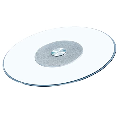 WYRMB Lazy Susan-Drehteller aus Glas, Tafelaufsatz für Esstisch, großes drehbares Tablett für die Tischplatte, transparente Servierplatte, rundes Tablett mit geräuschlosem Lage von WYRMB