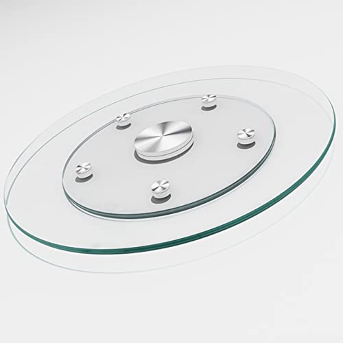 WYRMB Lazy Susan-Drehteller aus gehärtetem Glas, Lazy Susan-Drehteller aus Glas, Tafelaufsatz für Esstisch mit Schwenkhilfesystem, runde Tischplatte, drehbares Tablett, große S von WYRMB