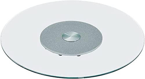 WYRMB Lazy Susan-Drehteller aus gehärtetem Glas, runder, durchsichtiger Servierteller, drehbarer Ständer, Tablett für Küchen-/Esstisch, Tisch-Organizer, Gewürzaufbewahrung.Silv von WYRMB
