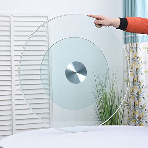 WYRMB Runder Drehteller aus gehärtetem Glas, 10 mm, großer transparenter Lazy Susan, runder Drehteller für Küchentische, Drehtablett, Servierplatte, Glasdrehtablett mit Schwenk von WYRMB